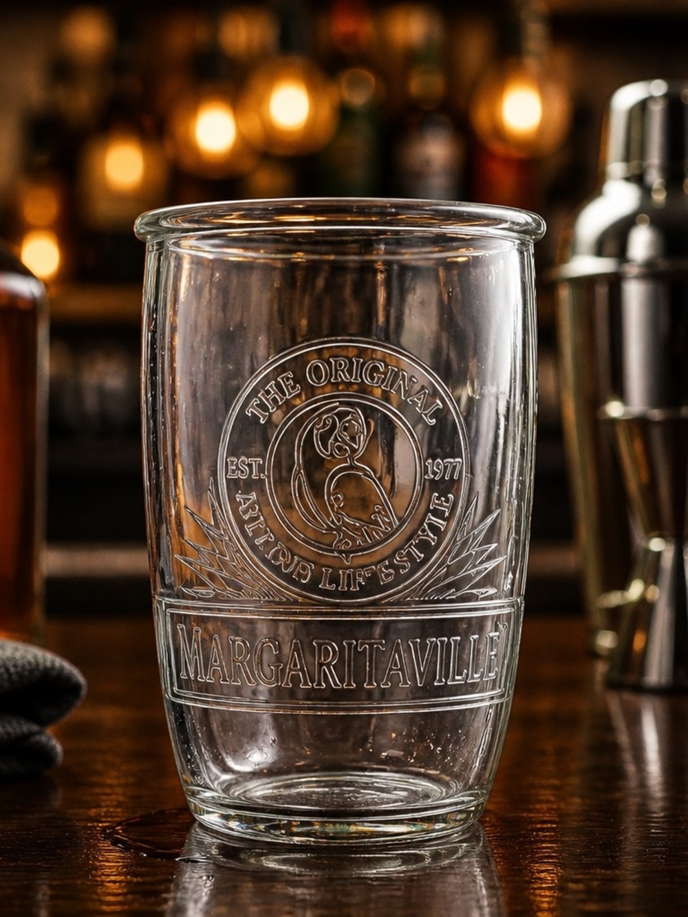 Margaritaville Clear Embossed Glass Tumbler